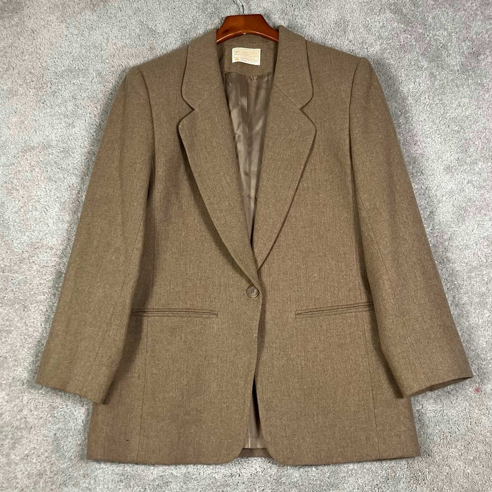 Vintage 80s Pendleton Blazer Womens 8 Brown Virgin Wool One Button USA Made